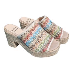 Toni Pons Kiara-HK Women's Herringbone Espadrille Platform Mule Sandals Size 4.5